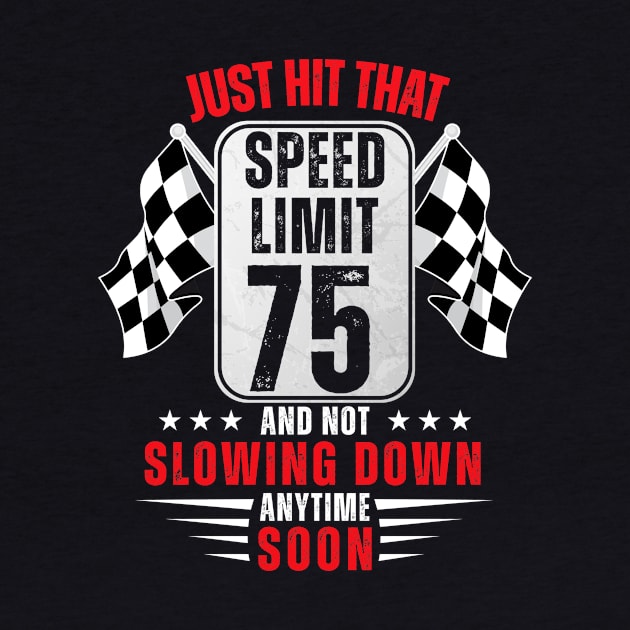 75th Birthday Speed Limit Sign 75 Years Old Funny Racing by HollyDuck